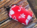 retro red hook on neoprene bag