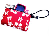wristlet neoprene bag retro red